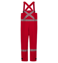 Chemical Splash Protective Overall, for non-flammable liquid chemical hazards, Canadian Markings, 706A-BJ by Lac-Mac, Limited with reflective strips and black clips, crafted from GORE-TEX® Chemical Splash Fabric, displayed against a white background.