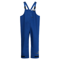 A pair of Lac-Mac, Limited Multi-Haz Protective Overall, for flammable liquid chemical hazards, 706ZA in blue with adjustable shoulder straps and buckles, featuring a logo on the chest and made from GORE-TEX PYRAD Fabric.