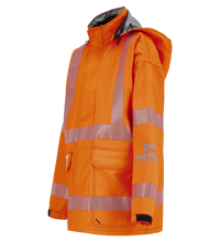 Jacket, High-Visibility, FR/ARC Rated, SAFE-T™ Style, US Markings, Regular, 707FEAH with GORE-TEX Pyrad technology, reflective stripes, front pockets, and a hood. Arc-flash rated and perfect for outdoor and construction work. Lac-Mac, Limited