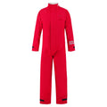 A full-length red coverall with long sleeves, a high neck collar, and front-facing zipper. Made from GORE-TEX® Chemical Splash Fabric, the cuff and ankle areas feature adjustable Velcro straps for superior fit. NFPA 1990 Certified for liquid chemical splash protection. Introducing the Lac-Mac, Limited Chemical Splash Protective Coverall for non-flammable liquid chemical hazards, 763A.